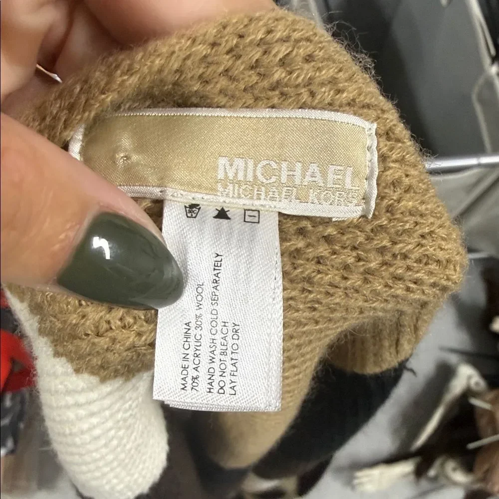 Striped Circe lScarf in Black, Brown, and Cream - BRAND NEW - Michael Kors